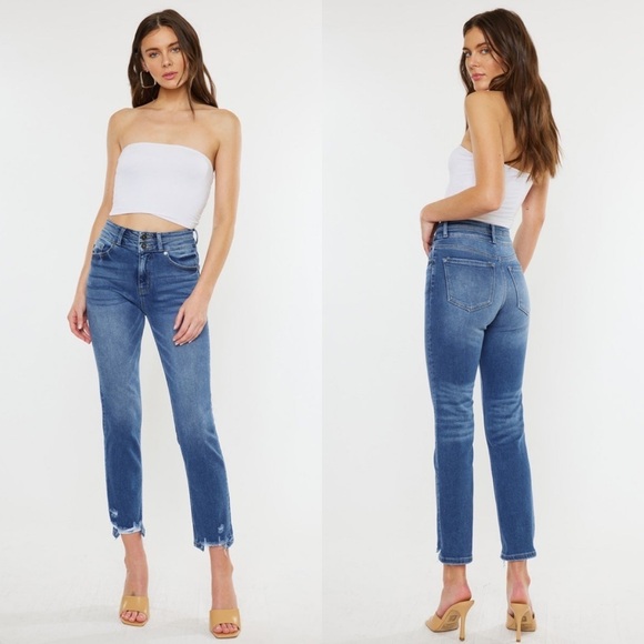 KanCan Cadence Ultra‎ High Rise Slim Straight Jeans, Medium Wash - Picture 3 of 10